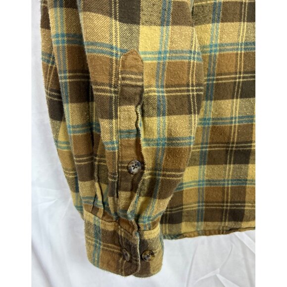 Woolrich Men’s XXL Brown Plaid Flannel Fall Shirt Button-Up Gorpcore - Picture 6 of 9